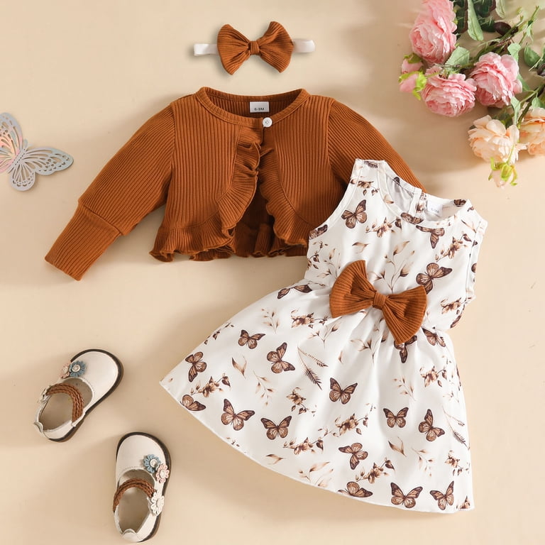 winter dresses for toddler girl CAICJ98 Girls Dress with Cardigan Set Fall Outfit Little Floral Sleeveless Dress Ruffle Long Sleeve Coat 3 6 12 18 24 Months 2T 3T 4T Baby Clothes Girls (Brown,18-24 Months) Sherri Hill Dress 57092 Alpha 80's & 90's Mate:S Elevate your childs wardrobe