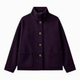 thumbnail image 5 of uublik Trench Coat Women Purple Button Down Collared Short Jacket Trendy Clothes, 5 of 6