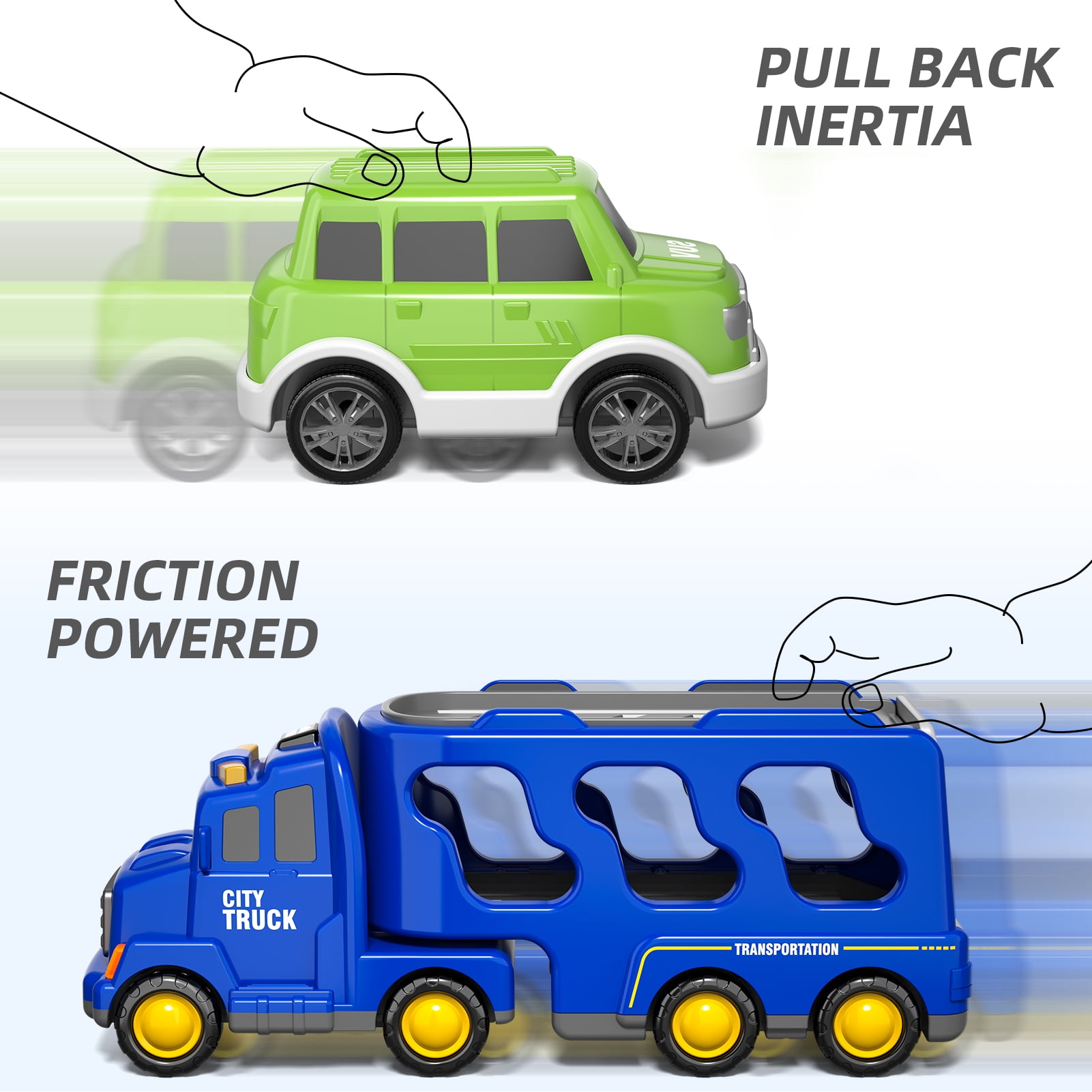 Lucky Doug Small Transport Truck Toys for Toddlers Ages 1-3-5, 5 in 1 Carrier Truck Toys with Light and Sound, Boys Birthday Gift Toys for a 2 3 4 5