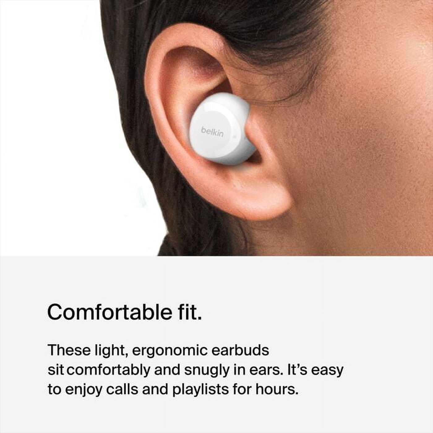 Belkin SoundForm Bolt True Wireless Earbuds, Wireless Charging, IPX4 Sweat and Water-Resistant, USB-C, Up to 28 Hours of Battery Life for Apple iPhone, Samsung Galaxy, Google Pixel, and More - White