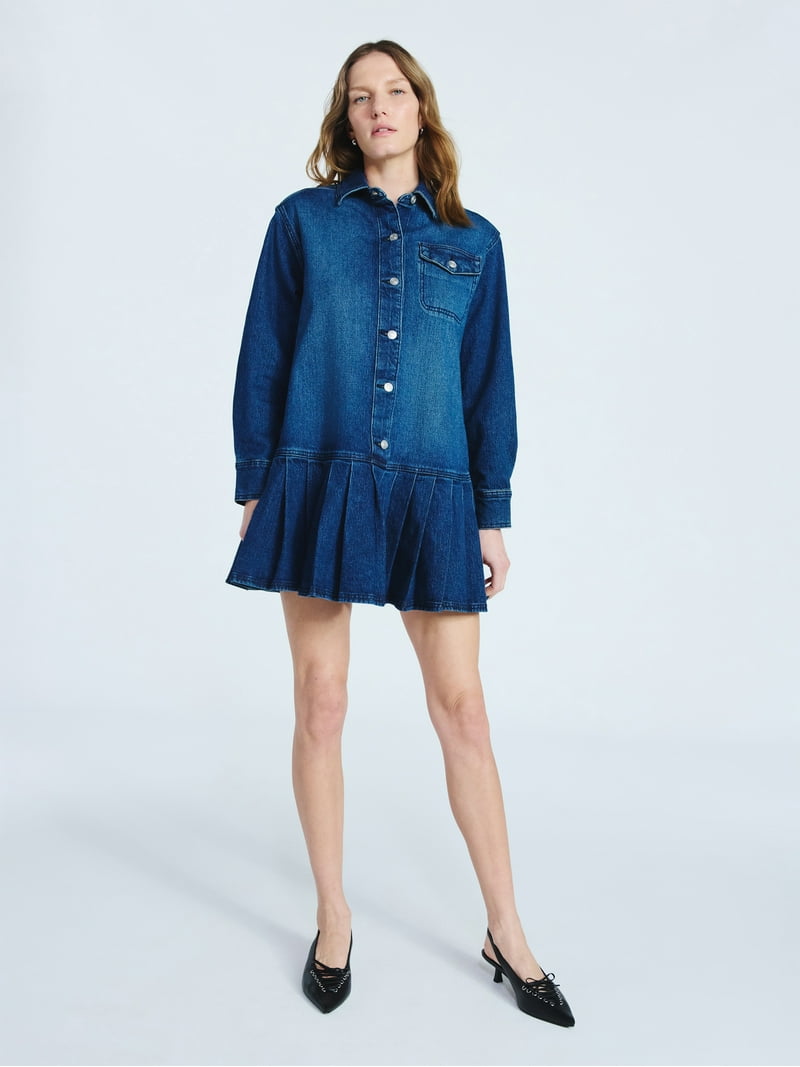 denim dress with pleated skirt Denim dress with pleated skirt