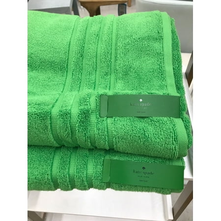 (2) Kate Spade Grass Green Bath Towels 100% Cotton ~New~