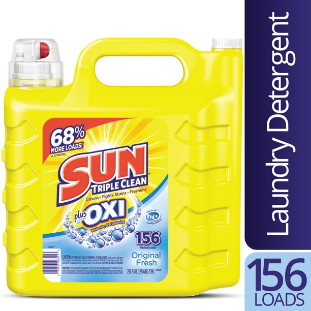 Sun Liquid Laundry Detergent plus OXI Stain Removers and Whiteners