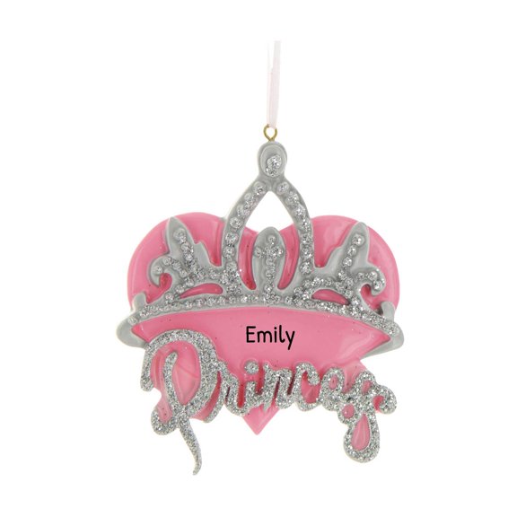 Personalized Princess Ornaments 2024 -Custom Pink Heart Princess Daughter Crown Character Ornaments