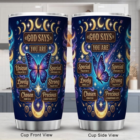 Butterfly Tumbler 20oz Christian Gifts for Women Sister Friend Daughter Mom Religious Travel Cup