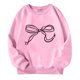 thumbnail image 2 of Sudadera infantil de poliéster con cuello redondo, hombros caídos, manga larga, estampado de lazo y capucha., 2 of 7