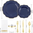 thumbnail image 2 of 175PCS Pink Plates with Gold Disposable Silverware - Include 50 Pink Plastic Plates,25 Knives,25 Forks,25 Spoons,25 Cups and 25 Napkins - Ideal for Wedding/Party, 2 of 7