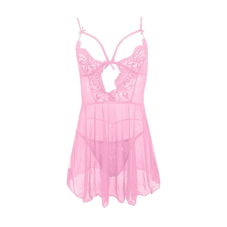 CZSCPDAW Women Lingerie Sexy Sleepwear Nightgown Sleep Dress Plus Size Sexy Mesh Sheer Nightgown For Women Strap Lingerie Hollow Out Sleepwear Seductive Homewear