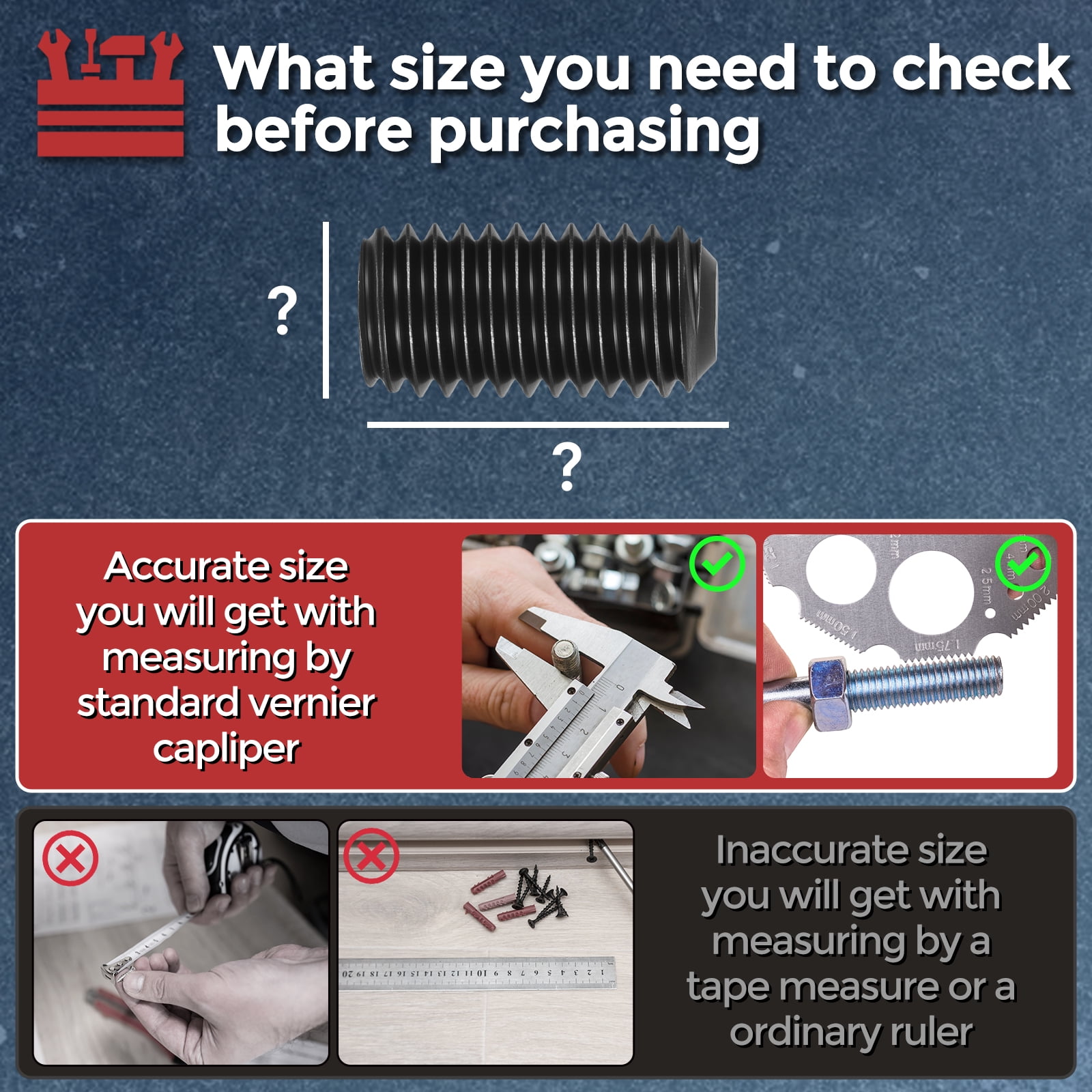 Uxcell 25Pcs Cup Point Socket Set Screws - [5/16"-18x2"] Carbon Steel - Black Oxide Finish Hex Socket Grub Set Screws with Hex Key Wrench for Door Handles, Knobs & Light Fixtures