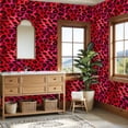 thumbnail image 4 of Vintage Peel and Stick Wallpaper Vibrant Red Black Leopard Print Flowing Wall Mural 23.6in x 9.8ft Self Adhesive Removable Wall Paper Renter Friendly Wallpaper for Bedroom Livingroom Office, 4 of 8