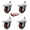 thumbnail image 2 of 4 Inch High Temp Glass Filled Nylon 12mm Stem Caster Set with Total Lock Brake, 2 of 2