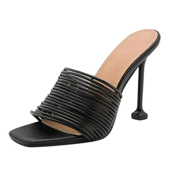 Clearance VerPetridure Women's Sandals Summer Casual High Heels Breathable Slip-On Casual Square Toe Sandals