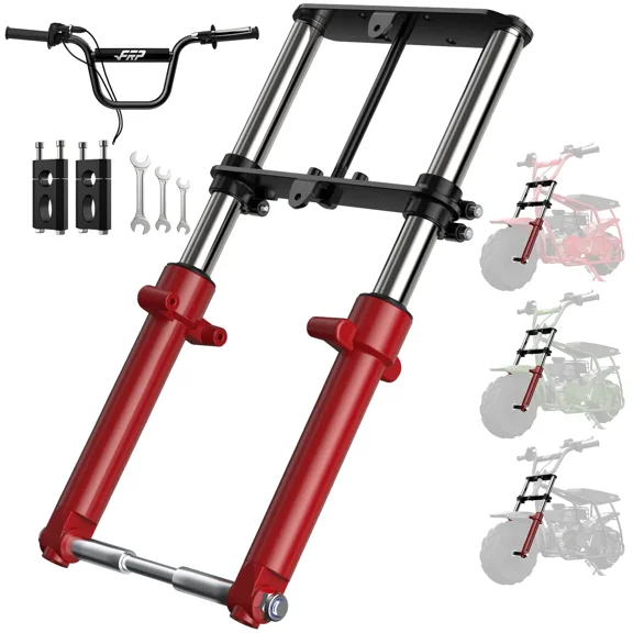 FRP Universal Minibike Front Suspension, with Mounting Hardware, with Clamps and Handlebar, Fits GMB100, Coleman CT100U, Monster/Mega Moto MMB80/105, Motovox MBX10/11, Baja DB30 – Red