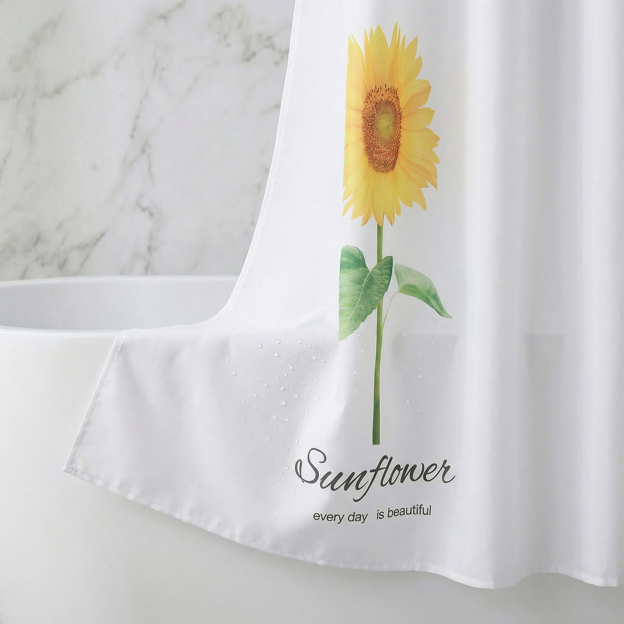 Unique Bargains Boho Shower Curtain Sets with Hooks Yellow Single Sunflower 71"W x 71"L