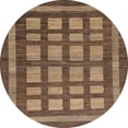 thumbnail image 1 of Ahgly Company Indoor Round Abstract Orange Brown Checkered Area Rugs, 4' Round, 1 of 6