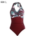 thumbnail image 2 of Traje de baño de una pieza con tiras cruzadas en la parte delantera, traje de baño para mujer, traje de baño con estampado floral, traje de baño de bikini sexy, 2 of 6