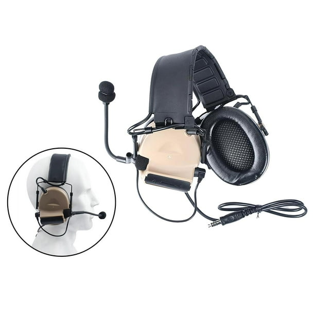 Auriculares tácticos Comunicación Auriculares Orejeras para actividades al aire libre Beige Cola Auriculares tácticos