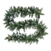 Xinqinghao Home Decoration Christmas Garland Snow Flocked Garlands Decoration Green Xmas Festive Wreath With Berries Pinecones Green