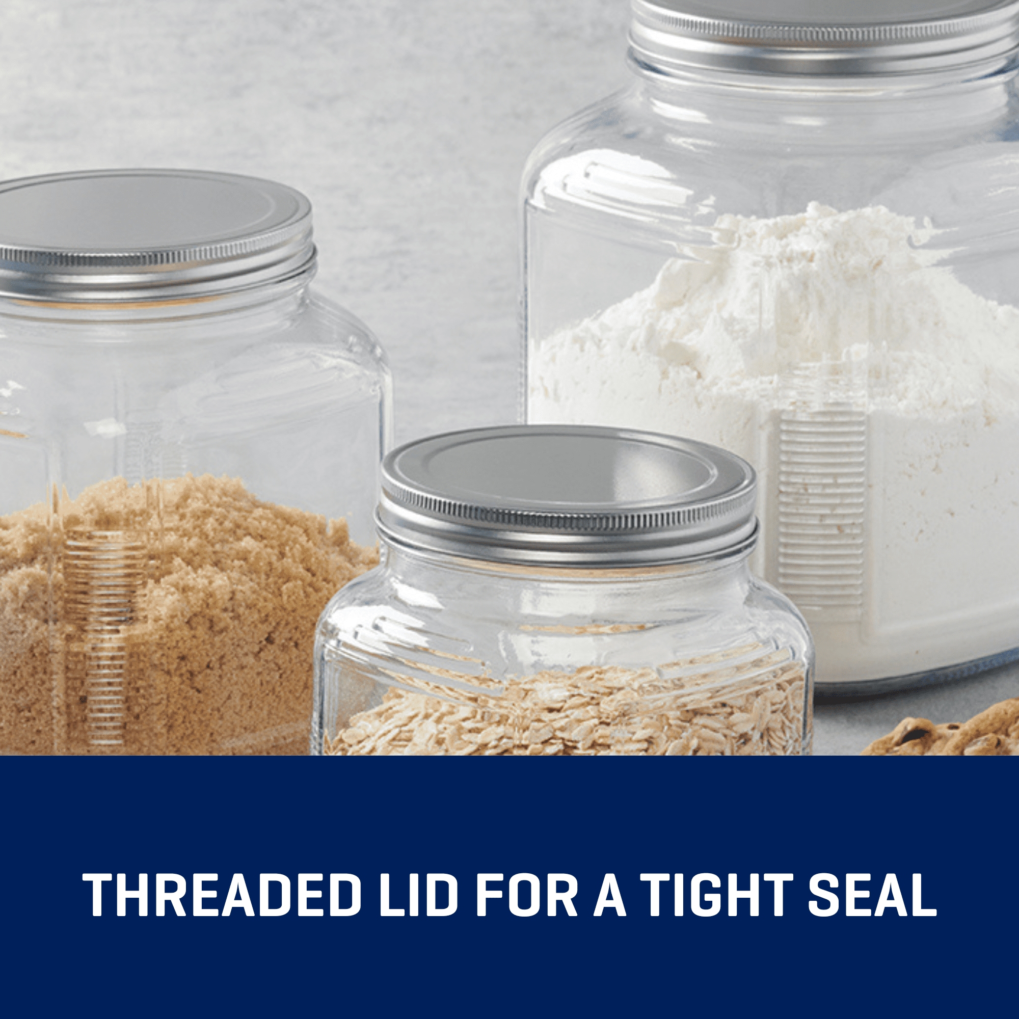 (4 pack) Anchor Hocking Glass 1 Quart Cracker Jar with Brushed Aluminum Lid