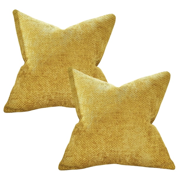 Paquete de 2 fundas de almohada beige de 18 x 18 pulgadas, fundas de cojín de chenilla suave para sofá, fundas de cojín de color sólido, decoración del hogar para sofá de primavera, sala de estar