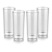 Unbreakable Drinking 10.8-ounce Glasses, Clear, Unbreakable Polycarbonate Highball Tumblers for Water, Juice, Cocktails, Dishwasher Safe, Tall for Indoor Outdoor Use, Reusable (Set of 4)