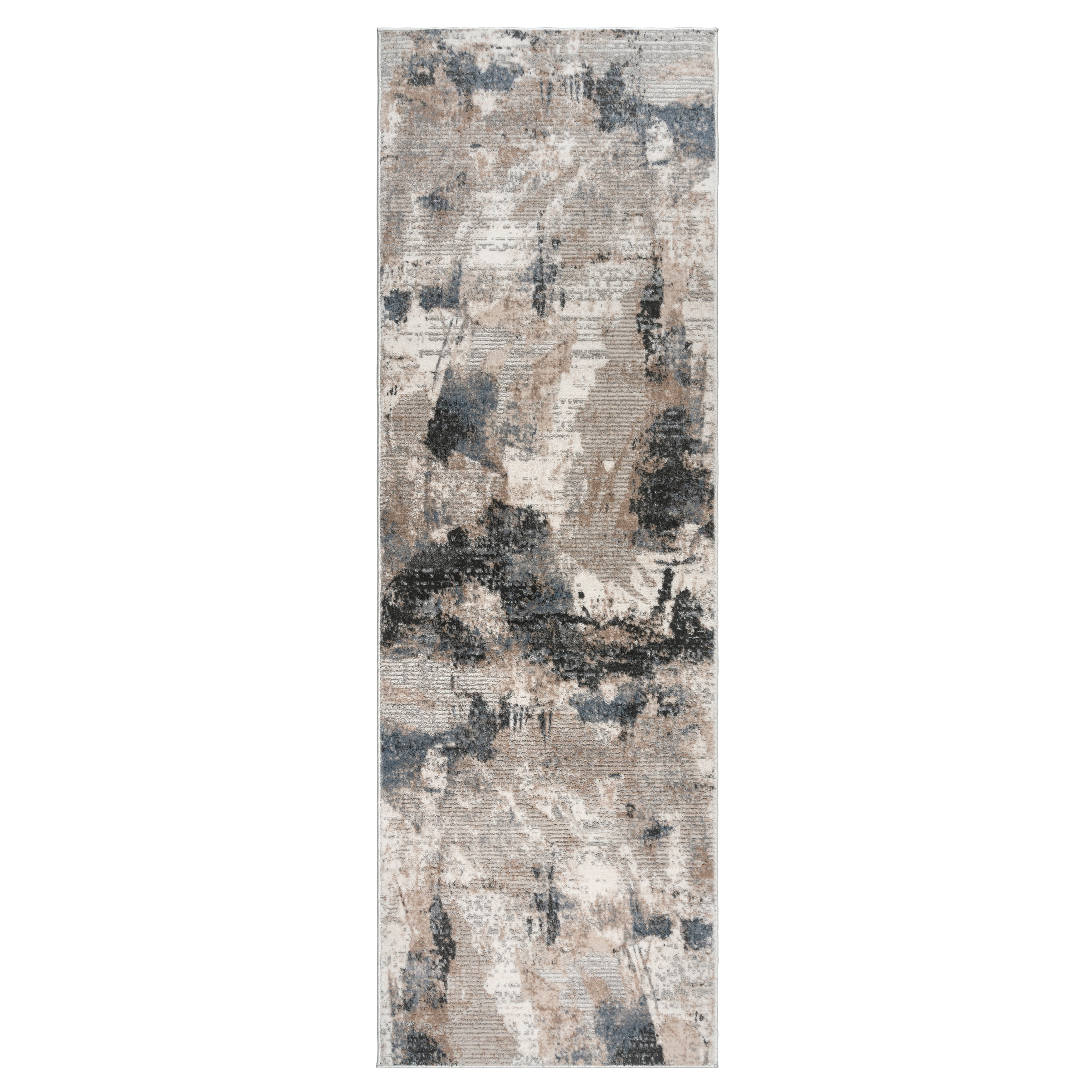 Gertmenian Quattro Paola Modern Abstract Ivory/Taupe/Gray Area Rug, 2x8 Runner
