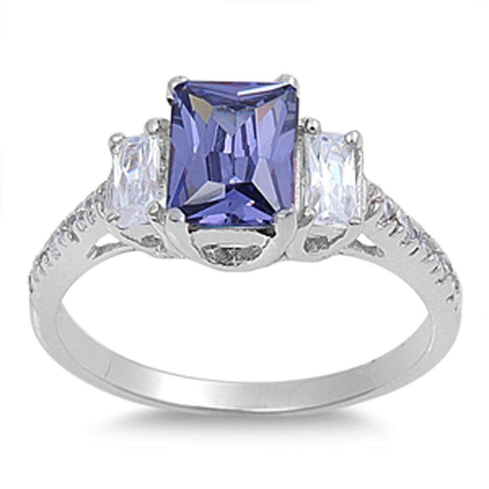 CHOOSE YOUR COLOR Clear CZ Simulated Tanzanite Colorful Wedding Ring ...