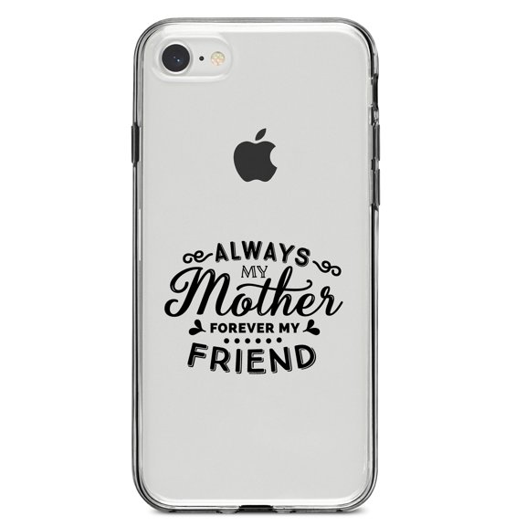 DistinctInk Clear Shockproof Hybrid Case for iPhone 7 8 SE (2020 Model) 4.7" Screen TPU Bumper Acrylic Back Tempered Glass Screen Protector - Always My Mother, Forever My Friend