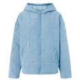 thumbnail image 6 of felwors Women's Quilted Hooded Jacket - Zip-Up Padded Coat with Pockets, Loose Casual Fit for Fall & Winter Blue, XL, 6 of 6