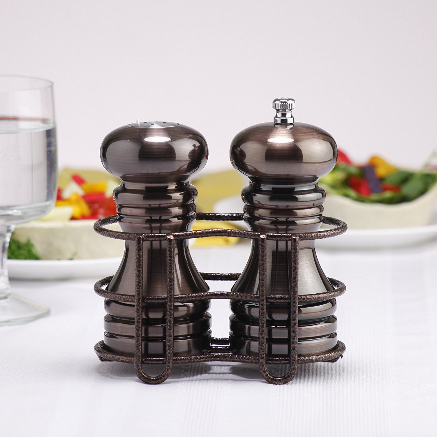 Chef Specialties 5 Inch Burnished Copper Pepper Mill and Salt Shaker