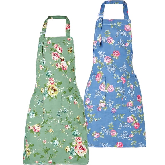 Hootek 2 Pack Aprons with Pockets, Waterproof Aprons for Women Adjustable Cooking Aprons for Women Kitchen Garden Salon