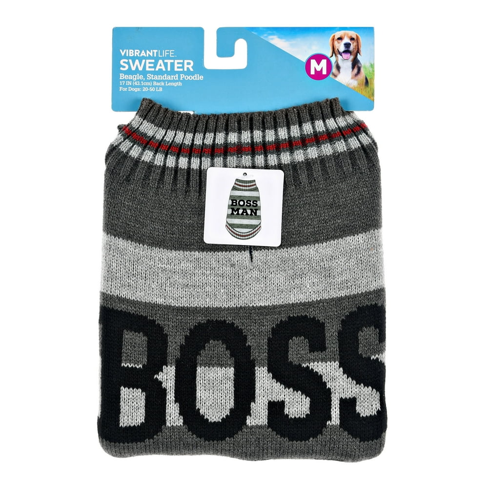 Vibrant Life Gray Boss Man Dog Sweater, XSmall