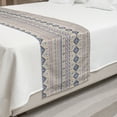thumbnail image 2 of Ethnic Bed Runner, Antique Detailed Borders National Cultural Ornament Pattern, Decorative Accent Bedding Scarf for Hotels Homes and Guestrooms, King, Eggshell and Blue, by Ambesonne, 2 of 2