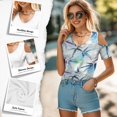 thumbnail image 4 of POLERO Womens Cold Shoulder Tops V Neck T Shirts Leaves Print Summer Short Sleeve Tees Outfits for Ladies Sexy Casual Work Travel Beach Tunic Blouse L, 4 of 7