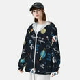 thumbnail image 5 of Goofa Space Printed Women's UPF 50+ Sun Protection Hoodie Jacket Lightweight Long Sleeve Sun Shirt for Women with Pocket Hiking Outdoor-Large, 5 of 9