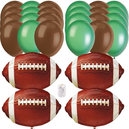 Football Mega Party Bouquet Foil & Latex 28pc Balloon Pack, Brown Green