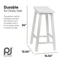 thumbnail image 3 of PJ Wood Classic Saddle-Seat 24In Kitchen Counter Stools, White, Set of 2, 3 of 8