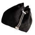 thumbnail image 4 of Bolso de lona con cordón y detalle de cadena, perfecto para uso diario, negro, talla única, elegante bolso tipo cubo de gran capacidad, 4 of 8