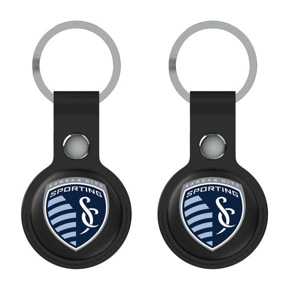 Keyscaper Sporting Kansas City Black Leatherette AirTag Holder 2-Pack