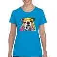 thumbnail image 1 of Tee Hunt Dean Russo Serious Bulldog T-Shirt Dog Best Friend Pet Paw Women's T-Shirt Tee, Light Blue, Small, 1 of 5