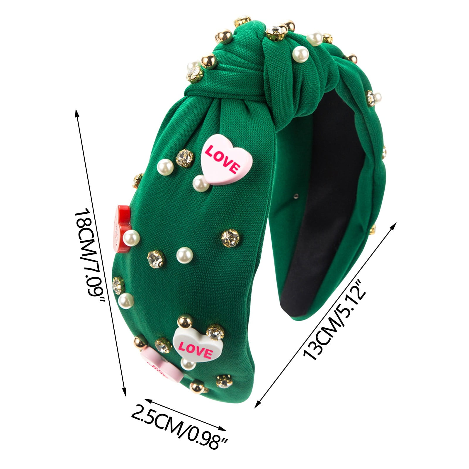 Lele Sadoughi x Stoney Clover Avocado Knotted Crystral Hearts Jeweled Headband Lele Sadoughi Disco Crystal Knotted Headband | Neiman Marcus main image 2