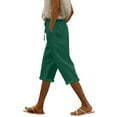 thumbnail image 2 of Cyglowse Capris for Women Petite Length Plus Size Pull on Pedal Pushers Dress Capris Summer Wide Leg Casual Cropped Pants with Pockets Dark Green 3XL, 2 of 4