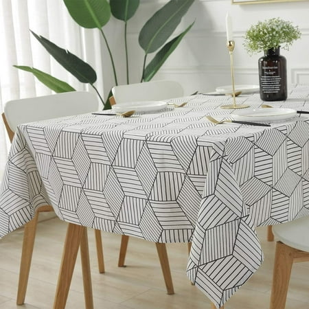 

SASTYBALE Rectangle Tablecloth Geometric Style Cotton Linen Table Cloth Dust Proof Table Cover for Kitchen Dinning Tabletop Decor (Rectangle 52 x 108 (8-10 Seats))