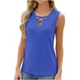 thumbnail image 2 of Njoeus Summer Tops for Women 2025 Black Tank Top Woman Womens Sexy Crisscross V Neck Tank Tops Eyelet Embroidery Summer Sleeveless Shirts Casual Basic Shirts Dressy Blouse Summer Clothing Summer Savin, 2 of 7