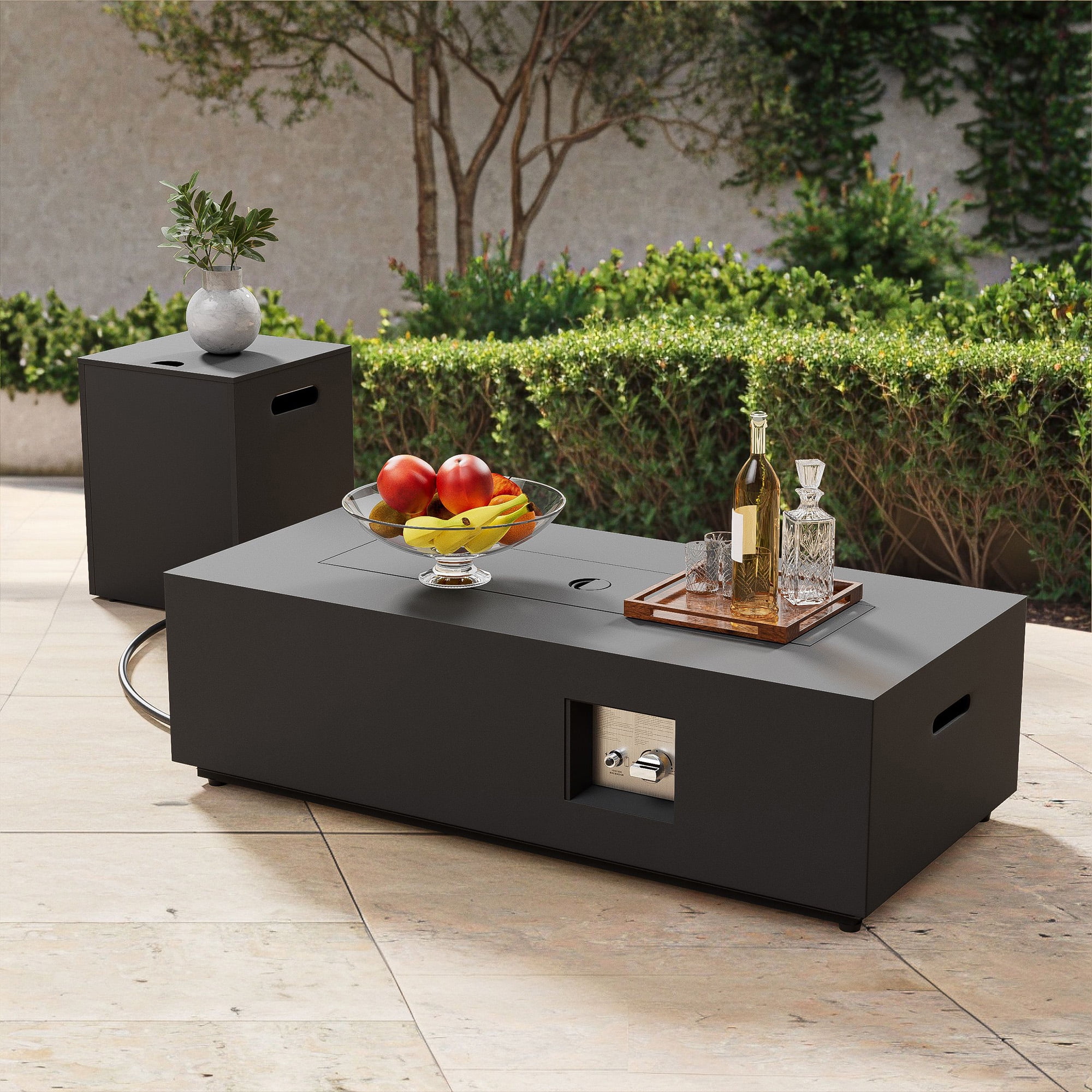 Evita 42" Propane Fire Pit Table for Outdoor 50,000 BTU Gas Fire Pits with Lid ,Glass stone,Tank Cover