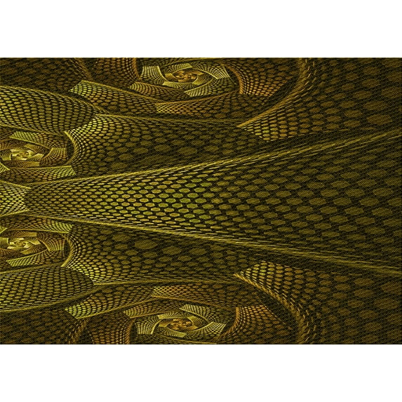 Ahgly Company Machine Washable Indoor Rectangle Transitional Dark Yellow Green Area Rugs, 7' x 9'