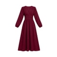 thumbnail image 6 of GUACER V Neck Midi Dresses for Women Long Sleeve Puff Sleeve Wrap Waist A-Line Polka Dot Elegant Dresses for Wedding Guest Fall, 6 of 6