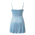 thumbnail image 4 of HKEJIAOI Robes de Sortie pour Femmes Offres Liquidation Cadeau de la Saint-Valentin Robe d'Été pour Femmes Imprimé à Blocs de Couleur Sans Manches Robe Trapèze Maxi Mini Robe Soleil Bleu, 4 of 7