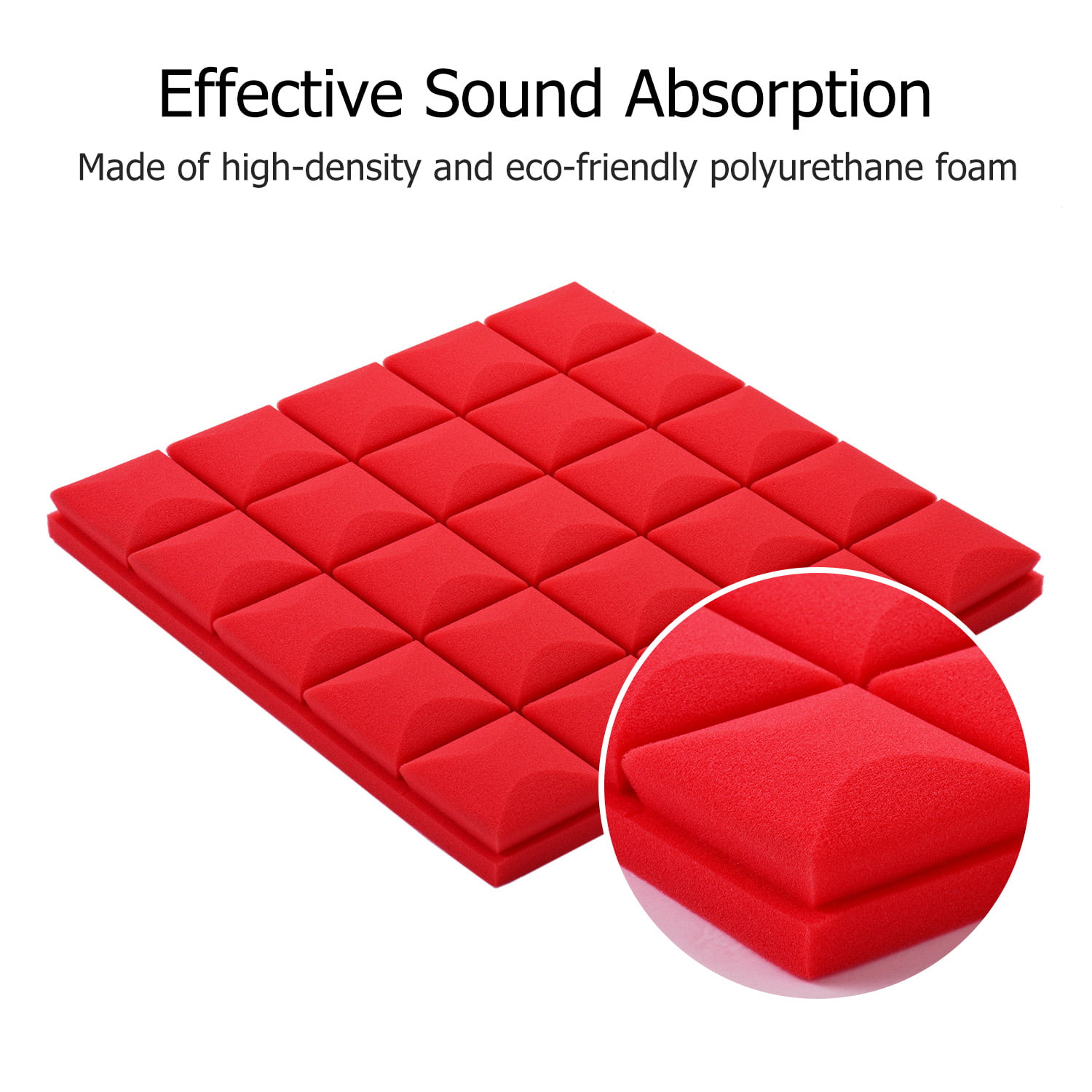 High Density Sound Proofing Padding for Wall Home & Studio Sound Insulation Ceiling 100 Pack Sound Proof Foam Panels Acoustic Foam 1 X 12 X 12 Door Fireproof Studio Foam Wedges Soundproof Foam 