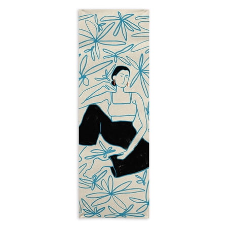 Society6 sandrapoliakov WOMAN IN A FIELD OF FLOWERS 24" x 70" Yoga Mat Towel Society6